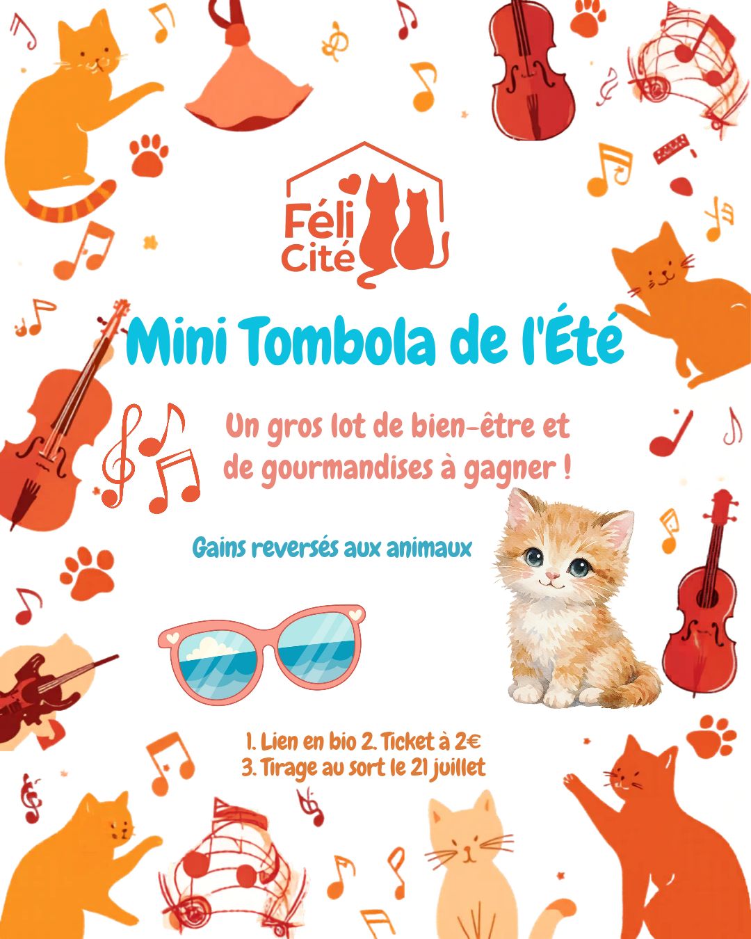 Affiche de la mini tombola de l'été, tirage le 21 juillet